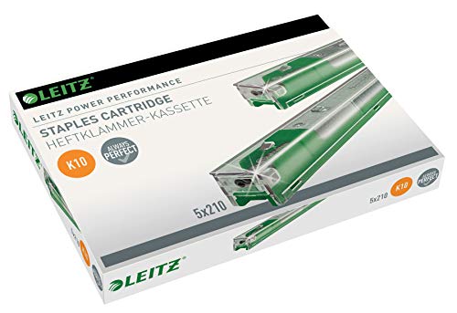 Leitz Power Performance Heavy-Duty Heftklammerkassetten K10, Verzinkt, Box mit 5 Kassetten, 5 x 210 Heftklammern, 55930000 von Leitz