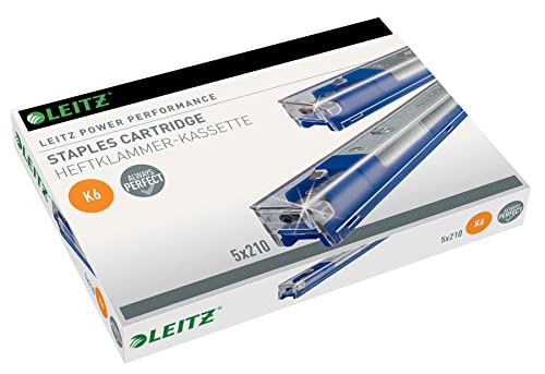 Leitz Power Performance Heavy-Duty Heftklammerkassetten K6, Verzinkt, Box mit 5 Kassetten, 5 x 210 Heftklammern, 55910000 Leitz Power Performance Heavy-Duty Heftklammerkassetten K6, Verzinkt, Box mit 5 Kassetten, 5 x 210 Heftklammern, 55910000 von Leitz