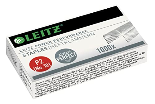 Leitz Power Performance Heftklammern P2 (Nr. 10), Verzinkt, Box mit 1000 Heftklammern, 55770000 von Leitz
