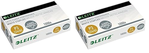 Leitz Power Performance Heftklammern P3 (24/6), 1000 Stück, Verzinkt, Weiß, 55540000 (Packung mit 2) von Leitz