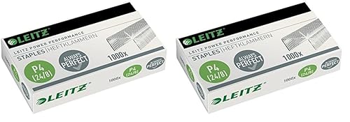 Leitz Power Performance Heftklammern P4 (24/8mm), Verzinkt, Box mit 1000 Heftklammern, 55710000 (Packung mit 2) von Leitz