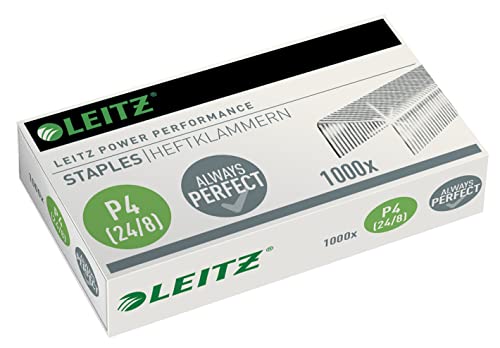 Leitz Power Performance Heftklammern P4 (24/8mm), Verzinkt, Box mit 1000 Heftklammern, 55710000 von Leitz
