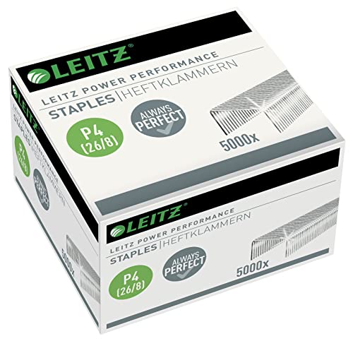 Leitz Power Performance Heftklammern P4 (26/8), Verzinkt, 10 x Box mit je 5000 Heftklammern, 55590000 von Leitz