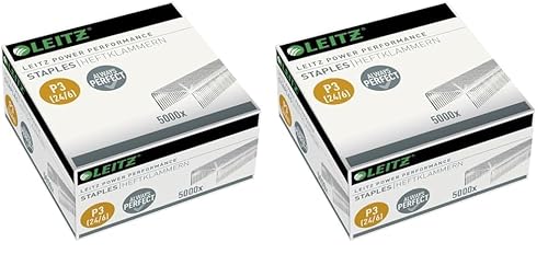 Leitz Power Performance P3 Heftklammern, 24 x 6 mm, 5000 Stück, verzinktes Metall, 54990000 (Packung mit 2) von Leitz