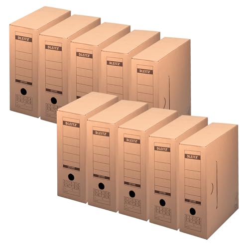 Leitz Premium Archiv-Schachtel mit Verschlusslasche, 120 mm Rückenbreite, Aktenkarton A4, Aufbewahrungsboxen für 15 Hängemappen, 100 % recycelbar, Faltbare Kartonverpackung, 10 Stück, Braun, 60860000 Leitz Premium Archiv-Schachtel mit Verschlusslasche, 120 mm Rückenbreite, Aktenkarton A4, Aufbewahrungsboxen für 15 Hängemappen, 100 % recycelbar, Faltbare Kartonverpackung, 10 Stück, Braun, 60860000 von Leitz