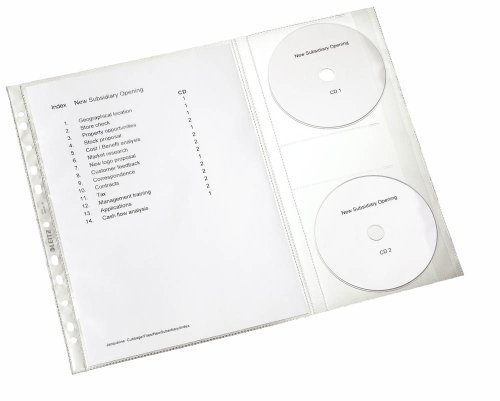 Leitz Prospekthüllen-Set mit je 2 CD-Klappen, 5 Stück, A4 Format, Farblos mit matter Oberfläche, 0,13 mm PP-Folie, Dokumentenecht, 47613003 Leitz Prospekthüllen-Set mit je 2 CD-Klappen, 5 Stück, A4 Format, Farblos mit matter Oberfläche, 0,13 mm PP-Folie, Dokumentenecht, 47613003 von Leitz