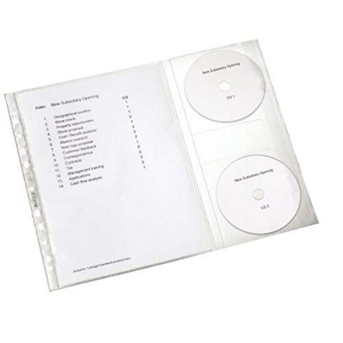 Leitz Prospekthüllen-Set mit je 2 CD-Klappen, 5 Stück, A4 Format, Farblos mit matter Oberfläche, 0,13 mm PP-Folie, Dokumentenecht, 47613003 von Leitz