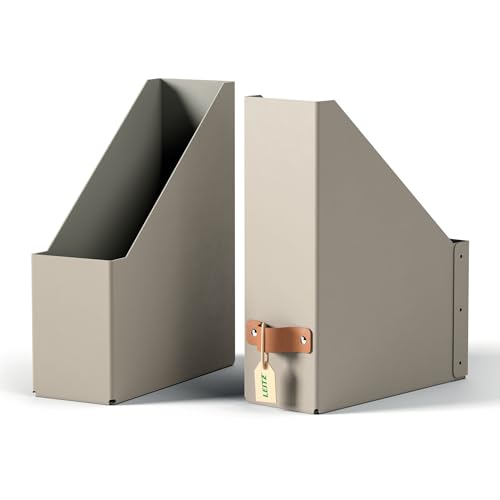 Leitz Puro Stehsammler – 2er-Set A4 Magazinhalter, kompatibel mit gängigen Regalsystemen, 900 Blatt (80 g/m²), Schreibtisch-Organizer für Büro & Zuhause, 10x26x31 cm, Beige von Leitz