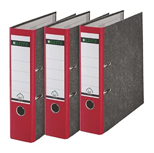 Leitz Qualitäts-Ordner, 3er-Pack, Wolkenmarmor-Papier, A4, 8 cm Rückenbreite, Rot, 310305025 Leitz Qualitäts-Ordner, 3er-Pack, Wolkenmarmor-Papier, A4, 8 cm Rückenbreite, Rot, 310305025 von Leitz