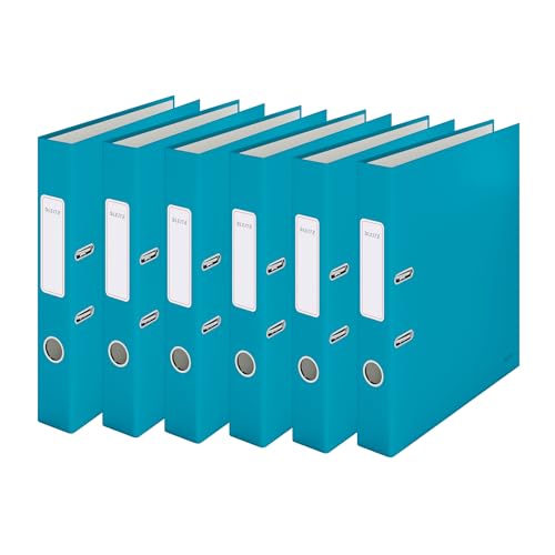 Leitz Qualitäts-Ordner, 6er Pack, A4, 350 Blatt, 5 cm Rückenbreite, Sanftes Blau,Cosy-Serie, 10620061 von Leitz