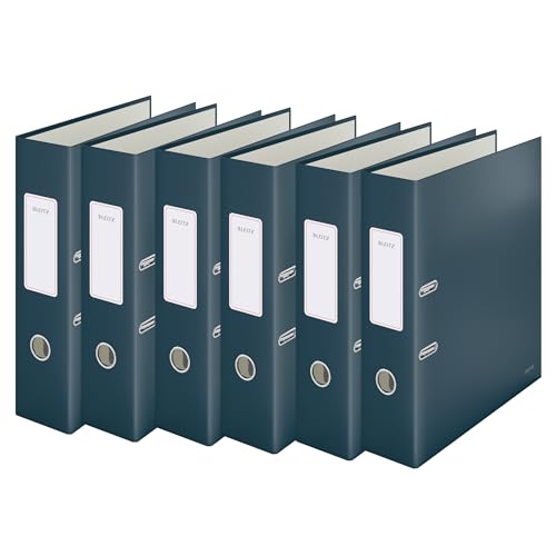 Leitz Qualitäts-Ordner, 6er Pack, A4, 600 Blatt, 8 cm Rückenbreite, Samtgrau, Cosy-Serie, 10610089 von Leitz