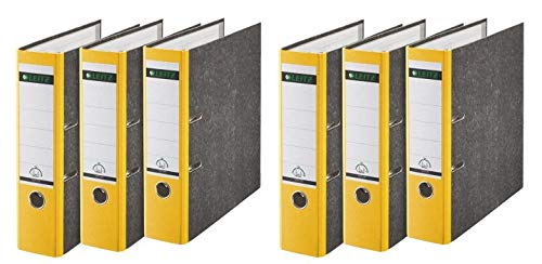 Leitz Qualitäts-Ordner, Wolkenmarmor-Papier, A4 (6er Pack | Breit, Gelb) von Leitz