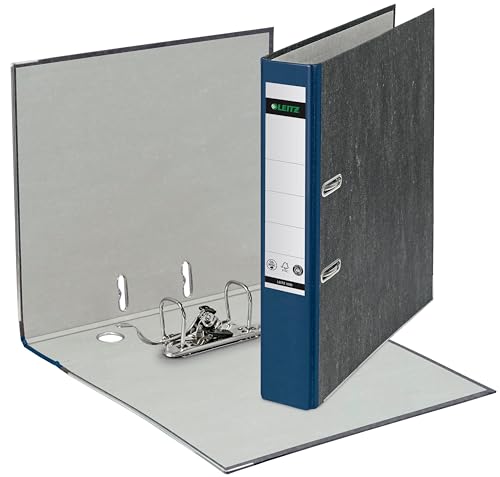 Leitz Qualitäts-Ordner, das Original, Klimaneutral, DIN A4 Aktenordner schmal, 20er Pack, 5 cm breit, Wolkenmarmor-Papier, Recycling-Ordner, Blauer Engel, Mit 180° Mechanik (blau) 10505035 von Leitz