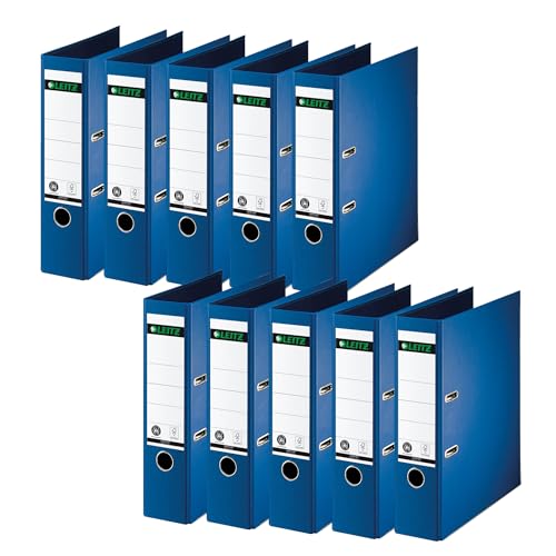 Leitz Qualitäts-Ordner 180°, 10er Pack, A4, 8 cm Rückenbreite, Spezialpapierkaschierung in Leinenprägung, Blauer Engel, Blau, 10070068 Leitz Qualitäts-Ordner 180°, 10er Pack, A4, 8 cm Rückenbreite, Spezialpapierkaschierung in Leinenprägung, Blauer Engel, Blau, 10070068 von Leitz