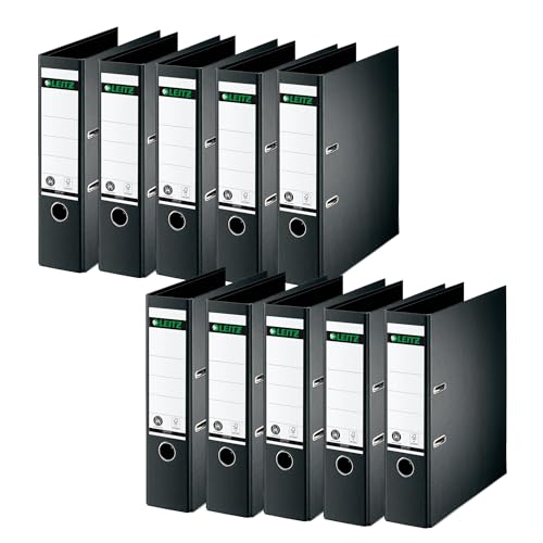 Leitz Qualitäts-Ordner 180°, 10er Pack, A4, 8 cm Rückenbreite, Spezialpapierkaschierung in Leinenprägung, Blauer Engel, Schwarz, 10070095 Leitz Qualitäts-Ordner 180°, 10er Pack, A4, 8 cm Rückenbreite, Spezialpapierkaschierung in Leinenprägung, Blauer Engel, Schwarz, 10070095 von Leitz