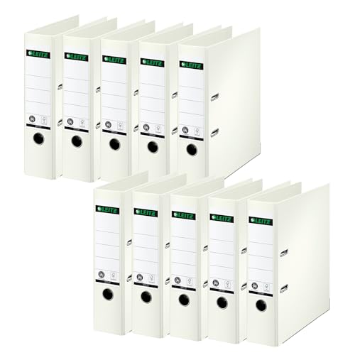 Leitz Qualitäts-Ordner 180°, 10er Pack, A4, 8 cm Rückenbreite, Spezialpapierkaschierung in Leinenprägung, Blauer Engel, Weiß, 10070001 Leitz Qualitäts-Ordner 180°, 10er Pack, A4, 8 cm Rückenbreite, Spezialpapierkaschierung in Leinenprägung, Blauer Engel, Weiß, 10070001 von Leitz
