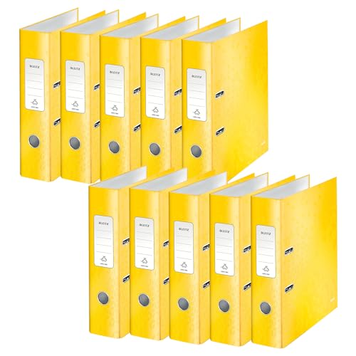 Leitz Qualitäts-Ordner 180°, 10er Pack, A4, 8 cm Rückenbreite, laminierte Graupappe, Gelb, WOW Serie, Design kann variieren, 10050016 Leitz Qualitäts-Ordner 180°, 10er Pack, A4, 8 cm Rückenbreite, laminierte Graupappe, Gelb, WOW Serie, Design kann variieren, 10050016 von Leitz