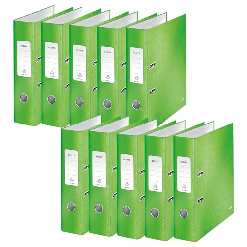 Leitz Qualitäts-Ordner 180°, 10er Pack, A4, 8 cm Rückenbreite, laminierte Graupappe, Grün, WOW Serie, 10050054 Leitz Qualitäts-Ordner 180°, 10er Pack, A4, 8 cm Rückenbreite, laminierte Graupappe, Grün, WOW Serie, 10050054 von Leitz