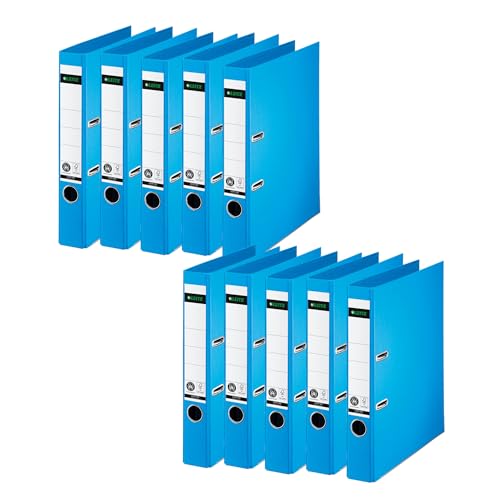 Leitz Qualitäts-Ordner 180°, 10er Pack, A4, schmal, 5,2 cm Rückenbreite, Spezialpapierkaschierung in Leinenprägung, Blauer Engel, Hellblau, 10080030 Leitz Qualitäts-Ordner 180°, 10er Pack, A4, schmal, 5,2 cm Rückenbreite, Spezialpapierkaschierung in Leinenprägung, Blauer Engel, Hellblau, 10080030 von Leitz