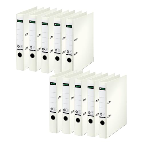 Leitz Qualitäts-Ordner 180°, 10er Pack, A4, schmal, 5,2 cm Rückenbreite, Spezialpapierkaschierung in Leinenprägung, Blauer Engel,Creme Weiß, 10080001 Leitz Qualitäts-Ordner 180°, 10er Pack, A4, schmal, 5,2 cm Rückenbreite, Spezialpapierkaschierung in Leinenprägung, Blauer Engel,Creme Weiß, 10080001 von Leitz