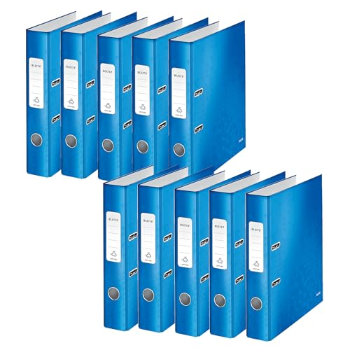 Leitz Qualitäts-Ordner 180°, 10er Pack, A4, schmal, 5,2 cm Rückenbreite, laminierte Graupappe, Blau, WOW Serie, 10060036 Leitz Qualitäts-Ordner 180°, 10er Pack, A4, schmal, 5,2 cm Rückenbreite, laminierte Graupappe, Blau, WOW Serie, 10060036 von Leitz