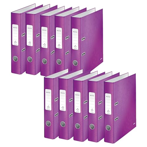 Leitz Qualitäts-Ordner 180°, 10er Pack, A4, schmal, 5,2 cm Rückenbreite, laminierte Graupappe, Violett, WOW Serie, Design kann variieren, 10060062 Leitz Qualitäts-Ordner 180°, 10er Pack, A4, schmal, 5,2 cm Rückenbreite, laminierte Graupappe, Violett, WOW Serie, Design kann variieren, 10060062 von Leitz