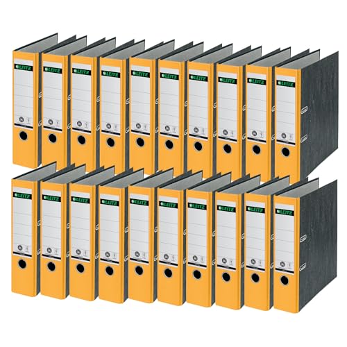 Leitz Qualitäts-Ordner 180°, 20er Pack, A4, 100 Prozent recycelter Karton, 8 cm Rückenbreite, Wolkenmarmor-Papier, Gelber Rücken, 10805015 Leitz Qualitäts-Ordner 180°, 20er Pack, A4, 100 Prozent recycelter Karton, 8 cm Rückenbreite, Wolkenmarmor-Papier, Gelber Rücken, 10805015 von Leitz