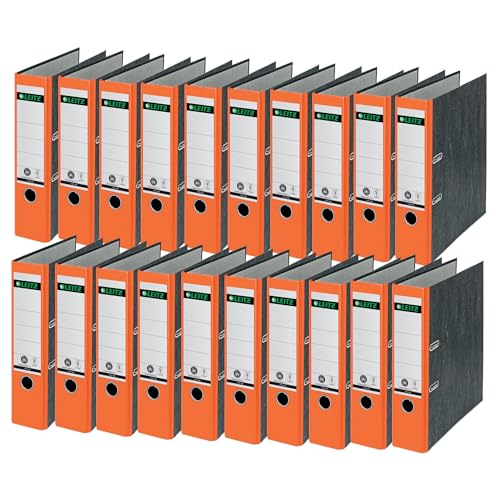 Leitz Qualitäts-Ordner 180°, 20er Pack, A4, 100 Prozent recycelter Karton, 8 cm Rückenbreite, Wolkenmarmor-Papier, Oranger Rücken, 10805045 Leitz Qualitäts-Ordner 180°, 20er Pack, A4, 100 Prozent recycelter Karton, 8 cm Rückenbreite, Wolkenmarmor-Papier, Oranger Rücken, 10805045 von Leitz