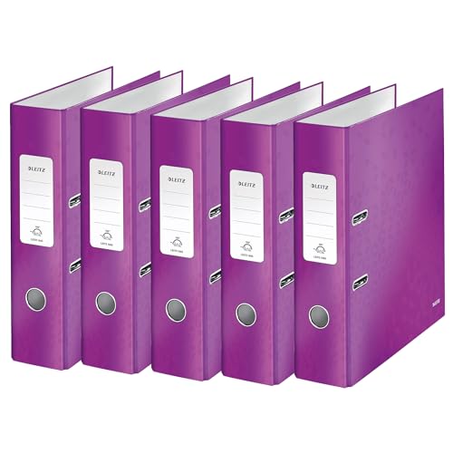 Leitz Qualitäts-Ordner 180°, 5er Pack, A4, 8 cm Rückenbreite, laminierte Graupappe, Violett, WOW Serie, Design kann variieren, 10054062 Leitz Qualitäts-Ordner 180°, 5er Pack, A4, 8 cm Rückenbreite, laminierte Graupappe, Violett, WOW Serie, Design kann variieren, 10054062 von Leitz