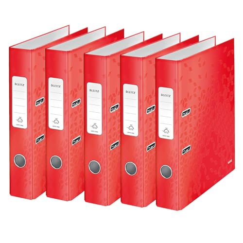 Leitz Qualitäts-Ordner 180°, 5er Pack, roter Aktenordner, A4-Ordner, 50 mm Rückenbreite, 10064026 Leitz Qualitäts-Ordner 180°, 5er Pack, roter Aktenordner, A4-Ordner, 50 mm Rückenbreite, 10064026 von Leitz