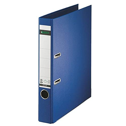 Leitz Qualitäts-Ordner 180°, A4, schmal, 5,2 cm Rückenbreite, Spezialpapierkaschierung in Leinenprägung, Blauer Engel, Blau, 10080068 von Leitz