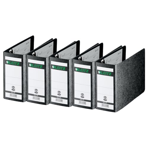 Leitz Qualitäts-Ordner 180° A6 quer, 5er Pack, Schwarz, 80 mm Rücken, A6-Querformat, Einband aus Hartpappe, 10780000 Leitz Qualitäts-Ordner 180° A6 quer, 5er Pack, Schwarz, 80 mm Rücken, A6-Querformat, Einband aus Hartpappe, 10780000 von Leitz
