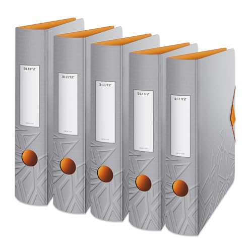 Leitz Qualitäts-Ordner 180° Active, 5er Pack, A4, Schmal, Abgerundeter Rücken, 6,5 cm breit, Gummibandverschluss, Leichtes Polyfoam, Plastik-Ordner, Urban Chic Serie, Grau, 11170088 Leitz Qualitäts-Ordner 180° Active, 5er Pack, A4, Schmal, Abgerundeter Rücken, 6,5 cm breit, Gummibandverschluss, Leichtes Polyfoam, Plastik-Ordner, Urban Chic Serie, Grau, 11170088 von Leitz