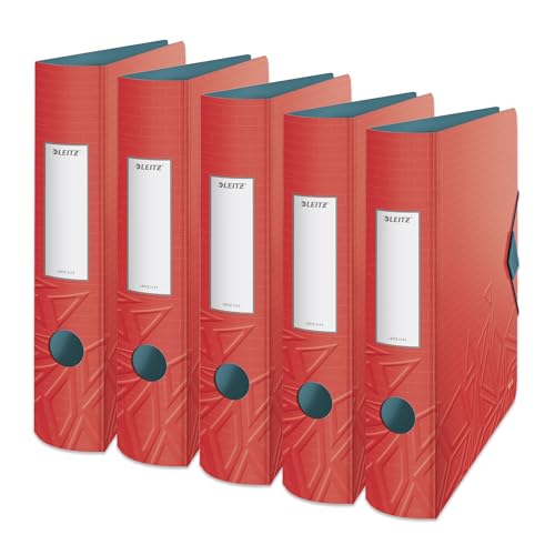 Leitz Qualitäts-Ordner 180° Active, 5er Pack, A4, Schmal, Abgerundeter Rücken, 6,5 cm breit, Gummibandverschluss, Leichtes Polyfoam, Plastik-Ordner, Urban Chic Serie, Rot, 11170020 Leitz Qualitäts-Ordner 180° Active, 5er Pack, A4, Schmal, Abgerundeter Rücken, 6,5 cm breit, Gummibandverschluss, Leichtes Polyfoam, Plastik-Ordner, Urban Chic Serie, Rot, 11170020 von Leitz