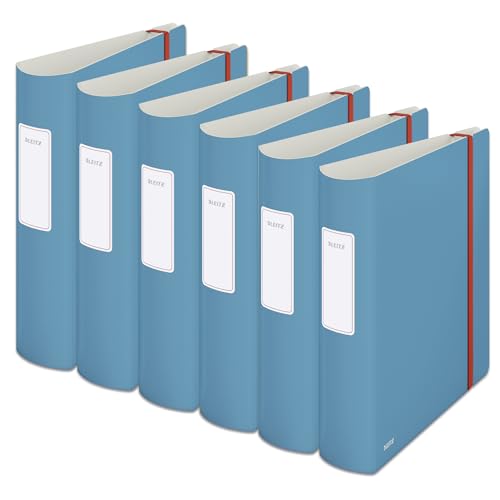 Leitz Qualitäts-Ordner 180° Active, 6er Pack, A4, 500 Blatt, 8,2 cm Rückenbreite, Sanftes Blau, Cosy-Serie, 10380061 von Leitz