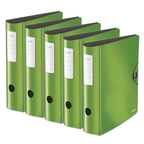 Leitz Qualitäts-Ordner 180° Active Solid, 5er Pack, A4, Breit, Abgerundeter Rücken, 8,2 cm breit, Gummibandverschluss, Leichtes Polyfoam, Plastik-Ordner, Hellgrün, 10471050 Leitz Qualitäts-Ordner 180° Active Solid, 5er Pack, A4, Breit, Abgerundeter Rücken, 8,2 cm breit, Gummibandverschluss, Leichtes Polyfoam, Plastik-Ordner, Hellgrün, 10471050 von Leitz