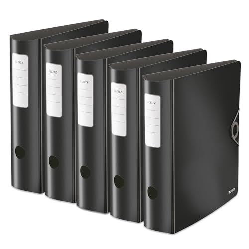 Leitz Qualitäts-Ordner 180° Active Solid, 5er Pack, A4, Breit, Abgerundeter Rücken, 8,2 cm breit, Gummibandverschluss, Leichtes Polyfoam, Plastik-Ordner, Schwarz, 10471095 Leitz Qualitäts-Ordner 180° Active Solid, 5er Pack, A4, Breit, Abgerundeter Rücken, 8,2 cm breit, Gummibandverschluss, Leichtes Polyfoam, Plastik-Ordner, Schwarz, 10471095 von Leitz