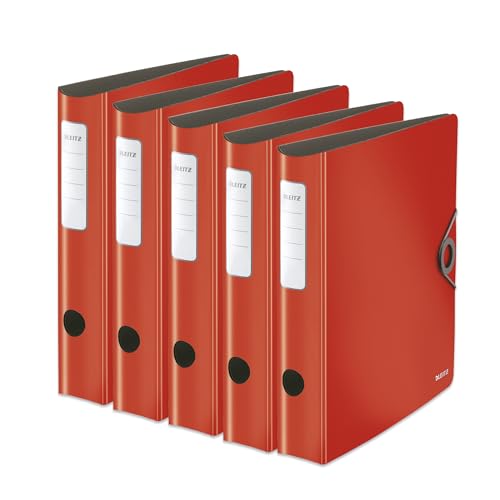Leitz Qualitäts-Ordner 180° Active Solid, 5er Pack, A4, Schmal, Abgerundeter Rücken, 6,5 cm breit, Gummibandverschluss, Leichtes Polyfoam, Plastik-Ordner, Rot, 10481020 Leitz Qualitäts-Ordner 180° Active Solid, 5er Pack, A4, Schmal, Abgerundeter Rücken, 6,5 cm breit, Gummibandverschluss, Leichtes Polyfoam, Plastik-Ordner, Rot, 10481020 von Leitz