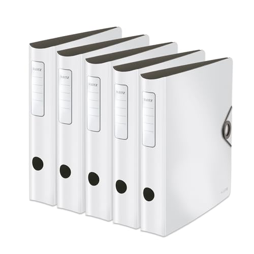 Leitz Qualitäts-Ordner 180° Active Solid, 5er Pack, A4, Schmal, Abgerundeter Rücken, 6,5 cm breit, Gummibandverschluss, Leichtes Polyfoam, Plastik-Ordner, Weiß, 10481001 Leitz Qualitäts-Ordner 180° Active Solid, 5er Pack, A4, Schmal, Abgerundeter Rücken, 6,5 cm breit, Gummibandverschluss, Leichtes Polyfoam, Plastik-Ordner, Weiß, 10481001 von Leitz