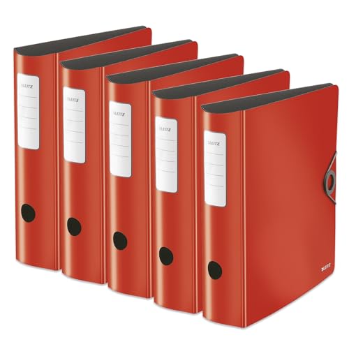Leitz Qualitäts-Ordner 180° Active Solid, A4, 5er Pack, Breit, Abgerundeter Rücken, 8,2 cm breit, Gummibandverschluss, Leichtes Polyfoam, Plastik-Ordner, WOW Serie, Rot, 10471020 Leitz Qualitäts-Ordner 180° Active Solid, A4, 5er Pack, Breit, Abgerundeter Rücken, 8,2 cm breit, Gummibandverschluss, Leichtes Polyfoam, Plastik-Ordner, WOW Serie, Rot, 10471020 von Leitz