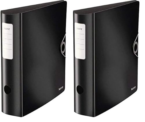 Leitz Qualitäts-Ordner 180° Active Solid, A4, Breit, Abgerundeter Rücken, 8,2 cm breit, Gummibandverschluss, Leichtes Polyfoam, Plastik-Ordner, Schwarz, 10471095 (Packung mit 2) von Leitz