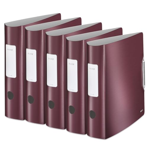 Leitz Qualitäts-Ordner 180° Active Style, 5er Pack, A4, Granat Rot, Abgerundeter Rücken mit 8,2 cm Rückenbreite, Gummibandverschluss, Leichtes Polyfoam, 11080028 Leitz Qualitäts-Ordner 180° Active Style, 5er Pack, A4, Granat Rot, Abgerundeter Rücken mit 8,2 cm Rückenbreite, Gummibandverschluss, Leichtes Polyfoam, 11080028 von Leitz