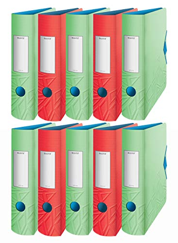 Leitz Qualitäts-Ordner 180° Active Urban Chic, A4, abgerundeter Rücken mit 82 cm Breite, Gummizugverschluss, leichter Polyfoam (sortiert, 10 Ordner/82 mm) von Leitz