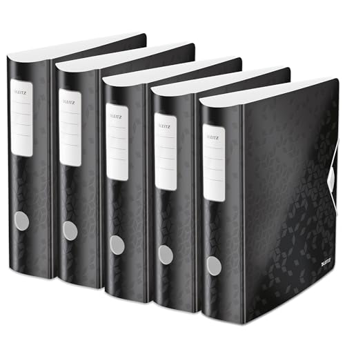 Leitz Qualitäts-Ordner 180° Active WOW, 5er Pack, A4, Breit, Abgerundeter Rücken, 8,2 cm breit, Gummibandverschluss, Leichtes Polyfoam, Plastik-Ordner, WOW Serie, Schwarz, 11060095 Leitz Qualitäts-Ordner 180° Active WOW, 5er Pack, A4, Breit, Abgerundeter Rücken, 8,2 cm breit, Gummibandverschluss, Leichtes Polyfoam, Plastik-Ordner, WOW Serie, Schwarz, 11060095 von Leitz