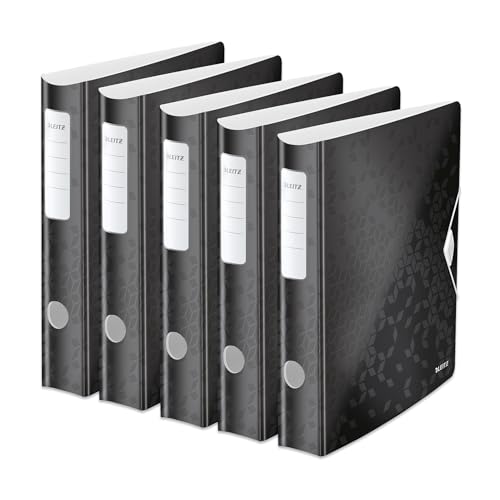Leitz Qualitäts-Ordner 180° Active WOW, 5er Pack, A4, Schmal, Abgerundeter Rücken, 6,5 cm breit, Gummibandverschluss, Leichtes Polyfoam, Plastik-Ordner, WOW Serie, Schwarz, 11070095 Leitz Qualitäts-Ordner 180° Active WOW, 5er Pack, A4, Schmal, Abgerundeter Rücken, 6,5 cm breit, Gummibandverschluss, Leichtes Polyfoam, Plastik-Ordner, WOW Serie, Schwarz, 11070095 von Leitz