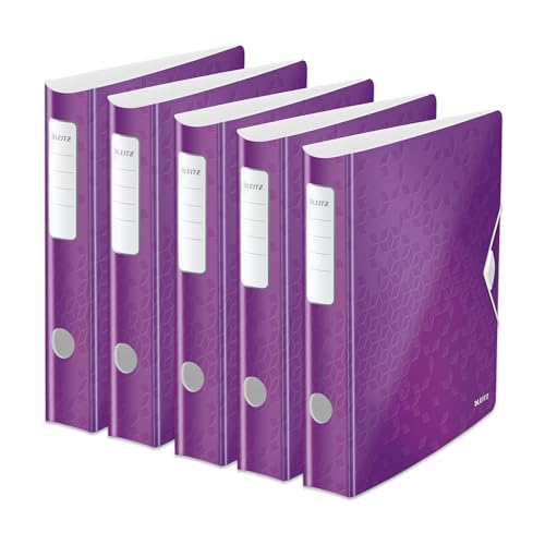 Leitz Qualitäts-Ordner 180° Active WOW, 5er Pack, A4, Schmal, Abgerundeter Rücken, 6,5 cm breit, Gummibandverschluss, Leichtes Polyfoam, Plastik-Ordner, WOW Serie, Violett, 11070062 Leitz Qualitäts-Ordner 180° Active WOW, 5er Pack, A4, Schmal, Abgerundeter Rücken, 6,5 cm breit, Gummibandverschluss, Leichtes Polyfoam, Plastik-Ordner, WOW Serie, Violett, 11070062 von Leitz