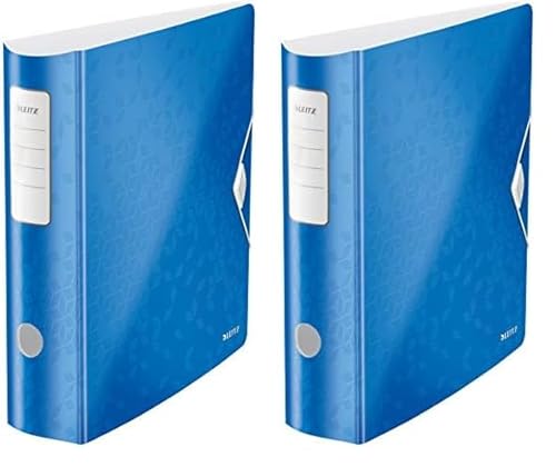 Leitz Qualitäts-Ordner 180° Active WOW, A4, Breit, Abgerundeter Rücken, 8,2 cm breit, Gummibandverschluss, Leichtes Polyfoam, Plastik-Ordner, WOW Serie, Blau, 11060036 (Packung mit 2) von Leitz