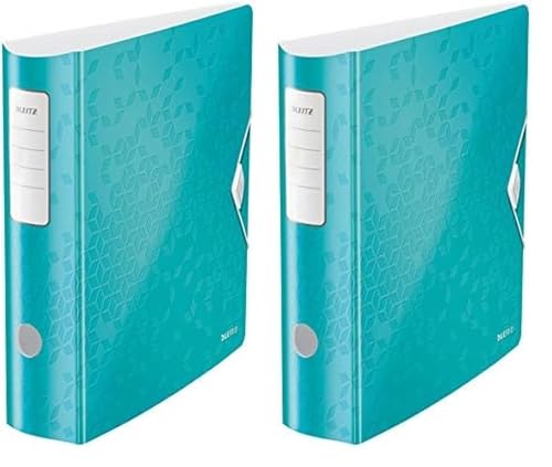 Leitz Qualitäts-Ordner 180° Active WOW, A4, Breit, Abgerundeter Rücken, 8,2 cm breit, Gummibandverschluss, Leichtes Polyfoam, Plastik-Ordner, WOW Serie, Eisblau, 11060051 (Packung mit 2) von Leitz