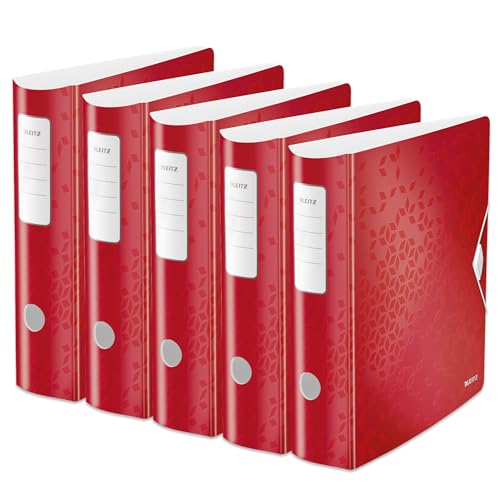 Leitz Qualitäts-Ordner 180° Active WOW, 5er Pack, A4, Breit, abgerundeter Rücken, 8,2 cm breit, Gummibandverschluss, wasser- und schmutzabweisendes Polyfoam, mit Innentaschen, WOW Serie, Rot, 11060026 Leitz Qualitäts-Ordner 180° Active WOW, 5er Pack, A4, Breit, abgerundeter Rücken, 8,2 cm breit, Gummibandverschluss, wasser- und schmutzabweisendes Polyfoam, mit Innentaschen, WOW Serie, Rot, 11060026 von Leitz