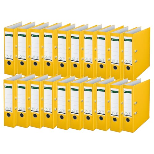 Leitz Qualitäts-Ordner 180° Plastik, 20er Pack, A4, Gelb, 8,2 cm Rückenbreite, PP-laminierter Einband, 10105015 Leitz Qualitäts-Ordner 180° Plastik, 20er Pack, A4, Gelb, 8,2 cm Rückenbreite, PP-laminierter Einband, 10105015 von Leitz